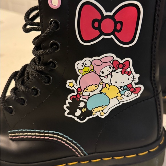 Dr. Martens Black Combat Boots with Pink Eyelets - Picture 2 of 14